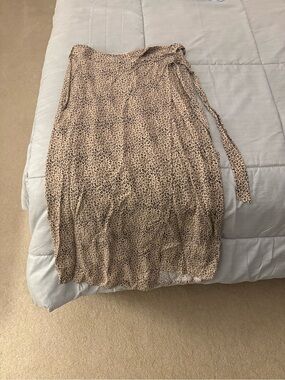 URBAN Romantics Beige Leopard Wrap Midi Skirt
